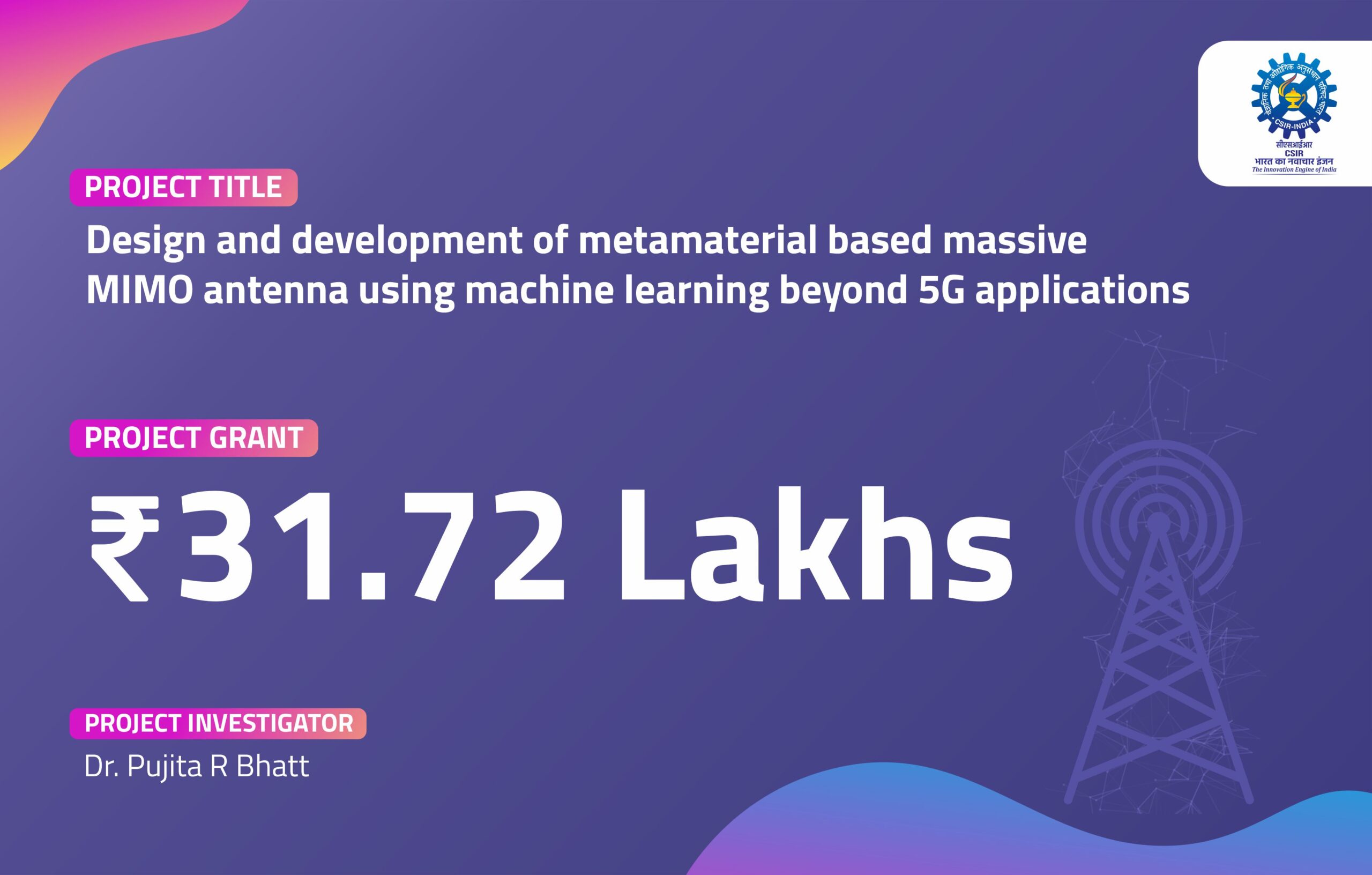 Design and development of metamaterial based massive MIMO antenna using machine learning beyond 5G applications