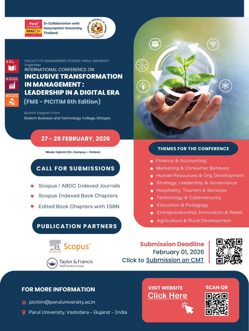 FMS-Parul University International Conference on Inclusive Transformation in Management: Leadership in a Digital Era (FMS-PICITIM 2026)