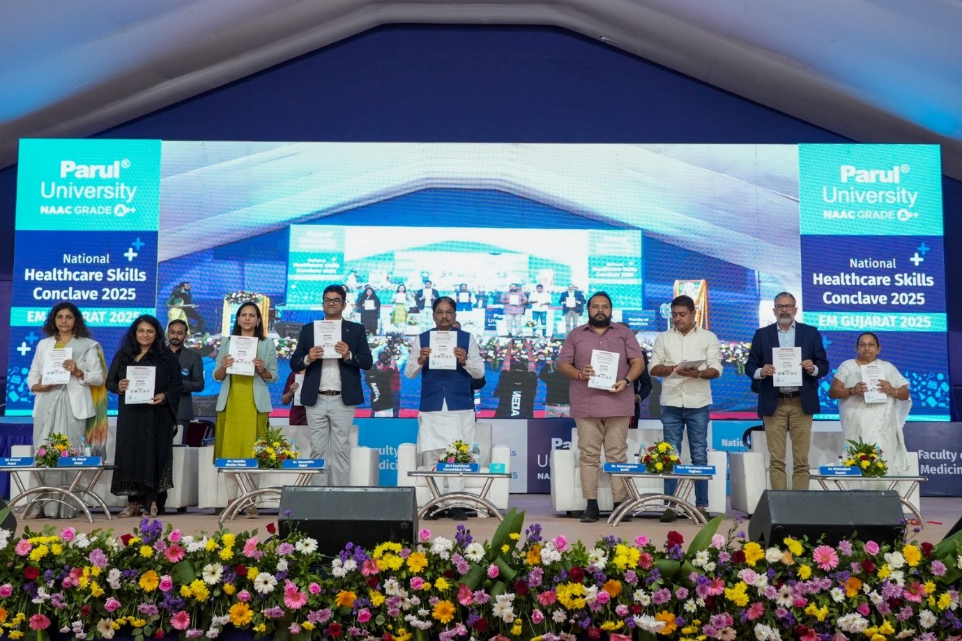 PU Successfully Organised the National Healthcare Skills Conclave & EM Gujarat 2025, Inaugurated by Shri Rushikesh Patel, Hon’ble Health Minister of Gujarat