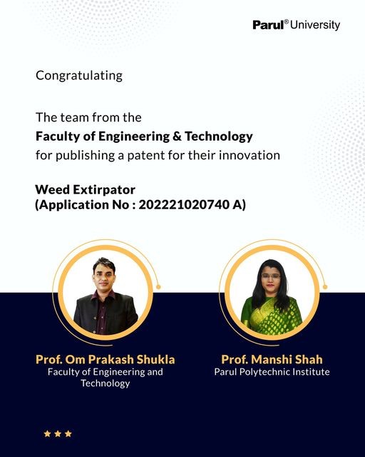 PU’s professors take innovation to the next level by publishing a patent for a Weed Extirpator