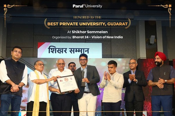 PU receives another title as the Best Private University in Gujarat by Bharat 24