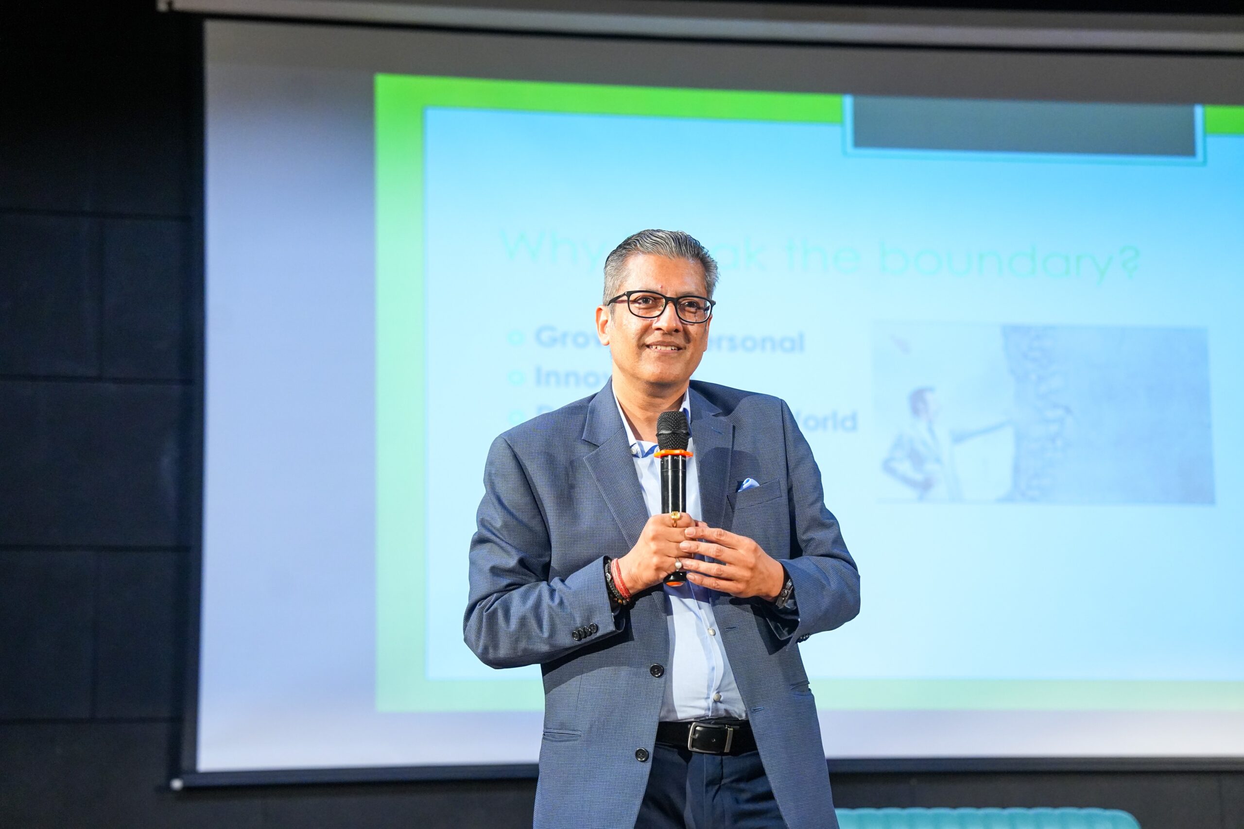 Founder sharing career insights at Vadodara Startup Festival